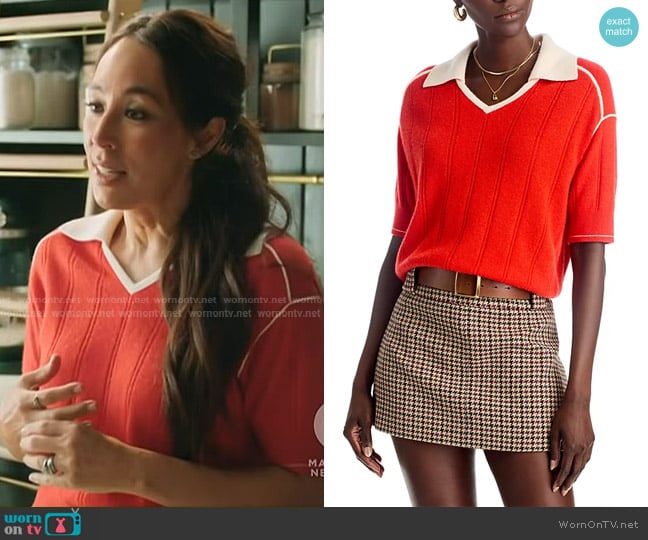 Guest in Residence Pele Cashmere Sweater in Cream Red worn by Joanna Gaines on Today
