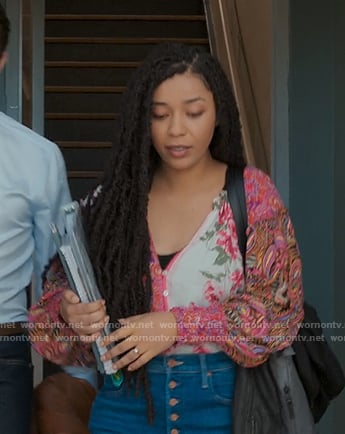 Haley's patchwork blouse on My Life with the Walter Boys