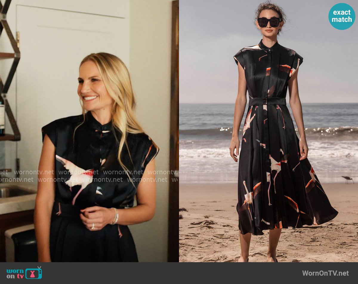 Heidi Merrick Tia Dress in Silk Flamingo worn by Heather Dorak on With Love Meghan