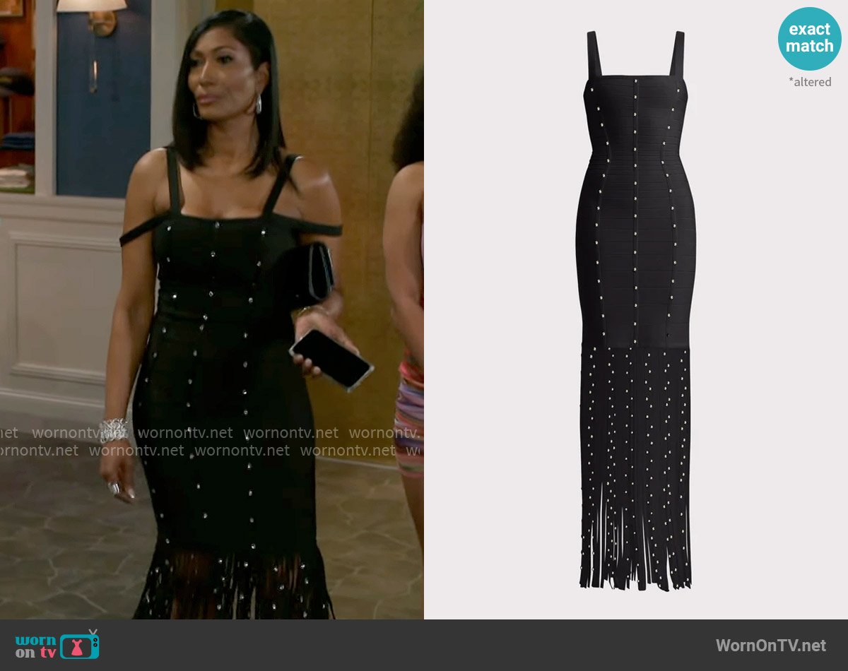 Herve Leger The Laurel Gown worn by Dana 'Leslie' Thomas (Trisha Mann-Grant) on Beyond the Gates