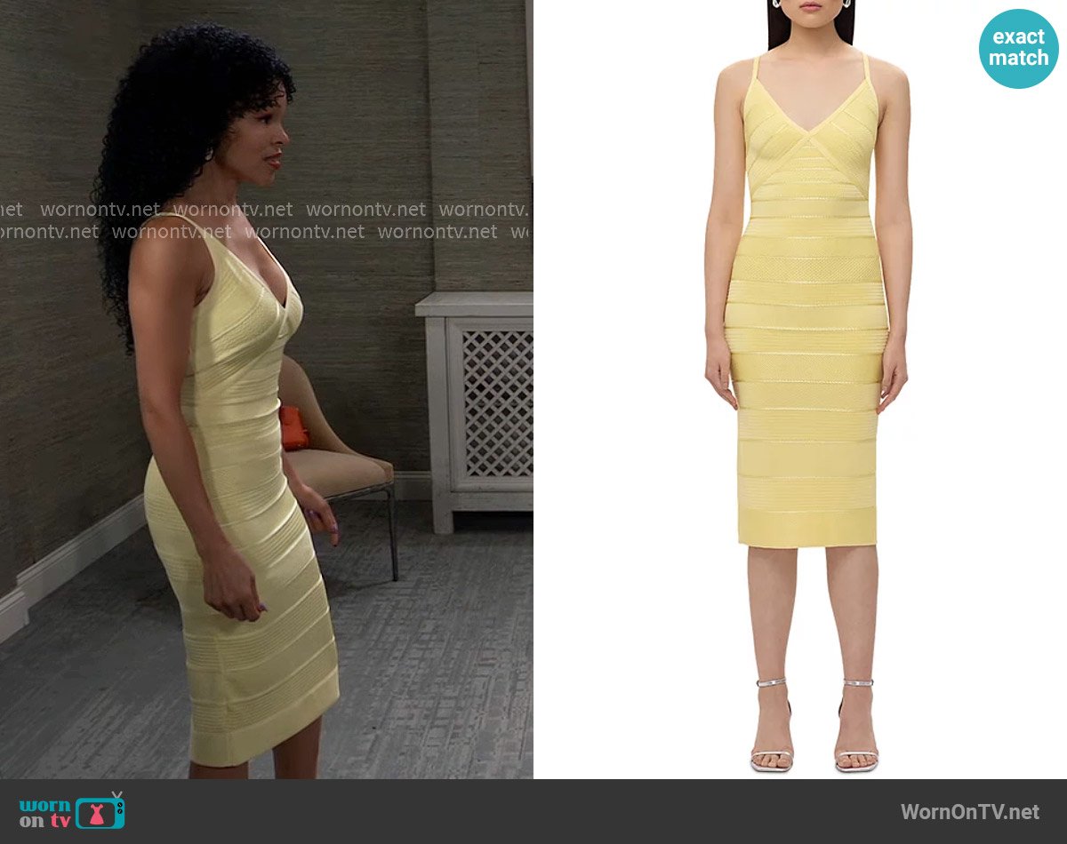 Herve Leger The Rowan Dress in Polenta worn by Portia Robinson (Brook Kerr) on General Hospital