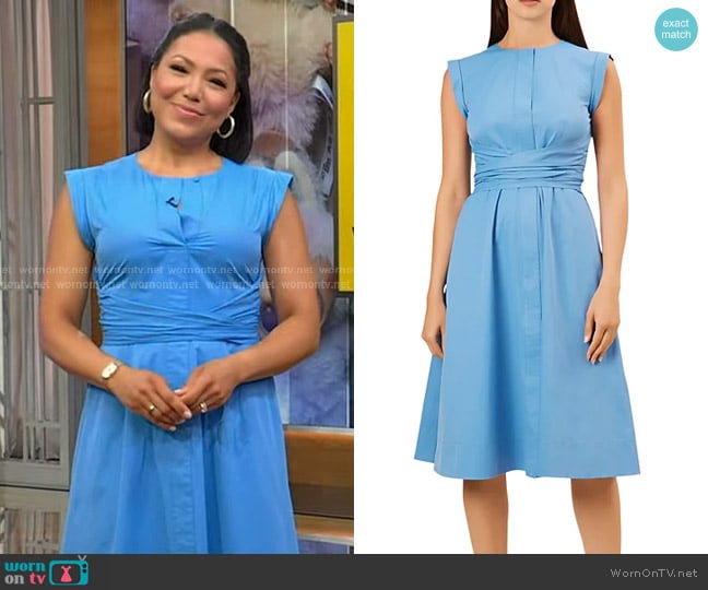 Hobbs Eloise Sleeveless Ruched-Waist Dress worn by Stephanie Ramos on Good Morning America
