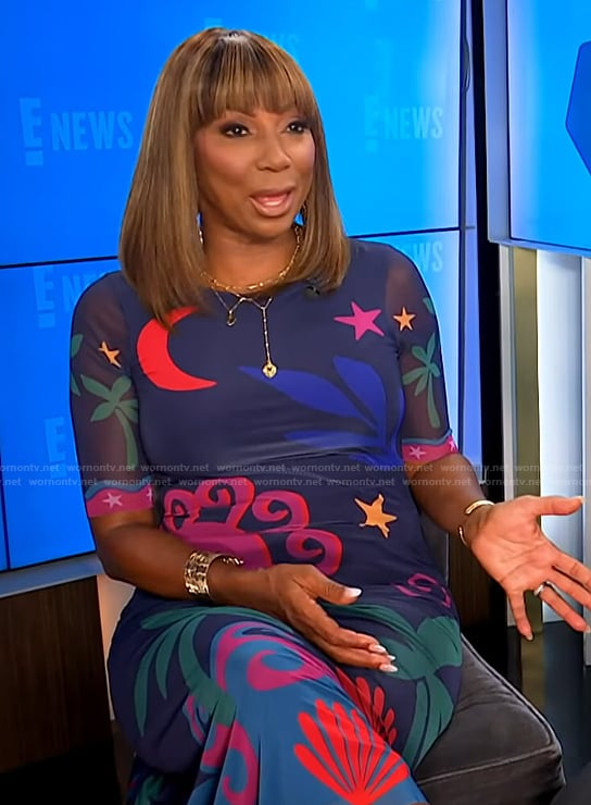 Holly Robinson Peete’s printed mesh midi dress on E! News