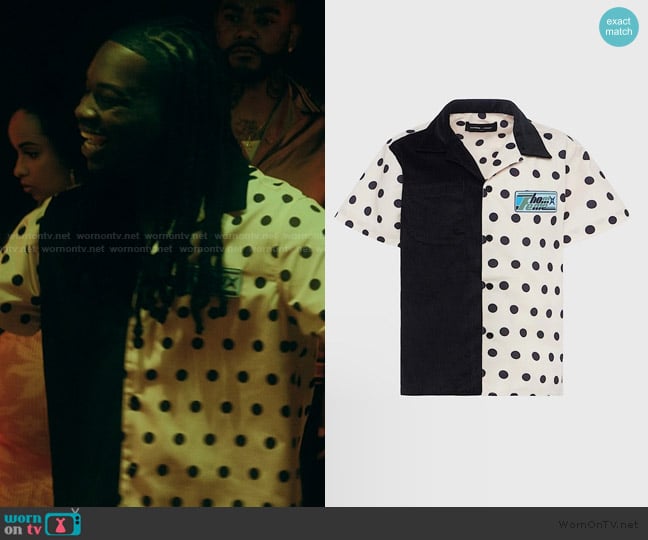 Homme + Femme Paneled Corduroy Polka Dot Button Down Shirt worn by Hannibal (Chris Lee) on The Chi