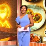 Adriana Diaz’s blue asymmetric dress on CBS Mornings