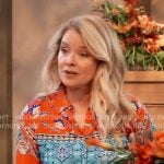 Felicia’s red and blue printed dress on General Hospital