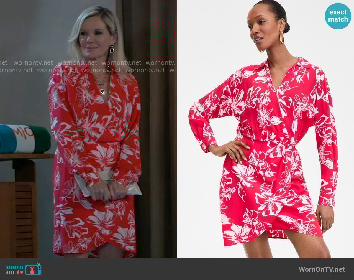 INC International Concepts Printed Twist-front Mini Dress worn by Ava Jerome (Maura West) on General Hospital