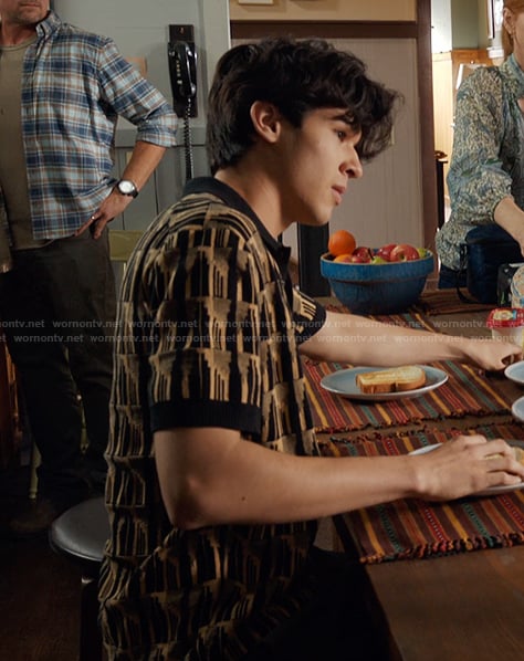 Isaac's check print polo on My Life with the Walter Boys