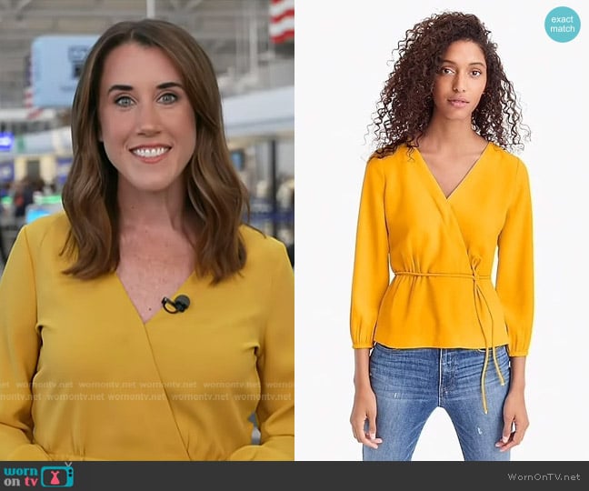 J. Crew Crepe Faux Wrap Top worn by Maggie Vespa on Today