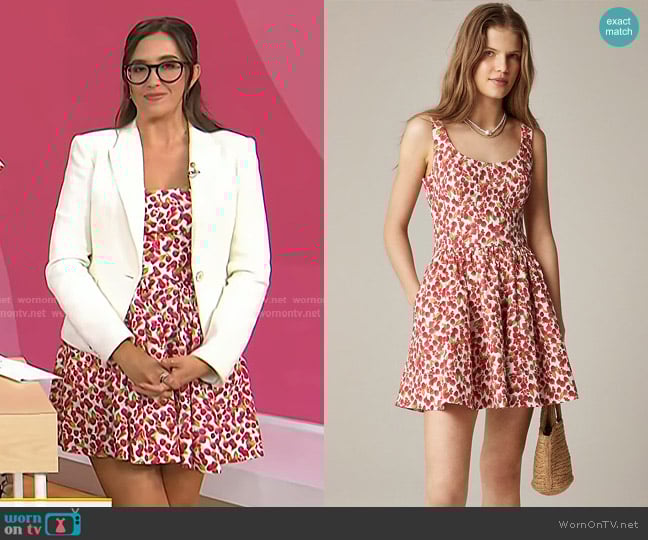J. Crew Fit-and-Flare Mini Dress in raspberry print worn by Savannah Sellers on Today
