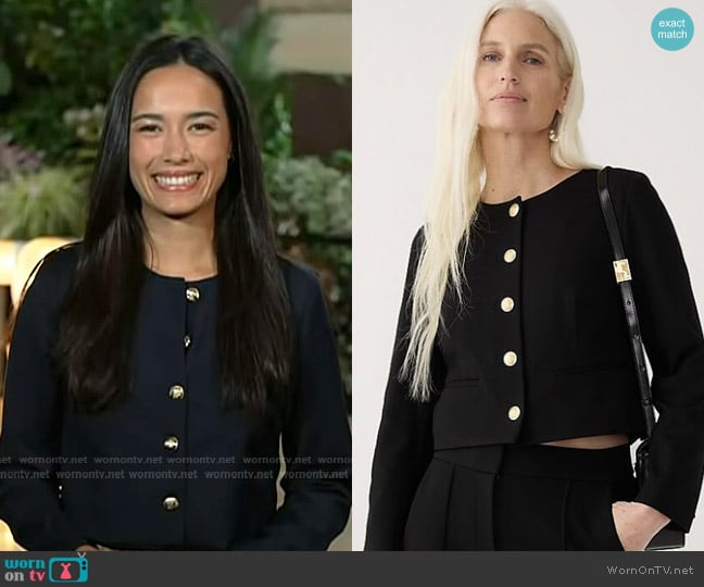 J. Crew Louisa Lady Jacket in Italian ponte worn by Emilie Ikeda on Today
