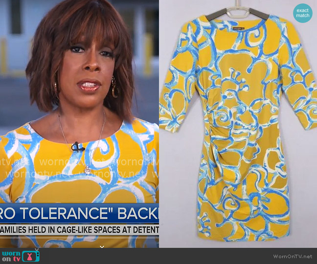 J. Mclaughlin Catalina Dress in Pineapple Yellow worn by Gayle King on CBS Mornings