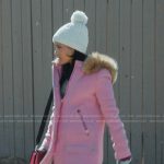Jackie’s pink shearling collar coat on My Life with the Walter Boys