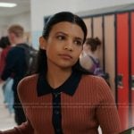 Jackie’s brown contrast cardigan on My Life with the Walter Boys