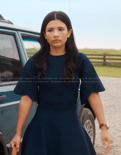 Jackie's navy flare mini dress on My Life with the Walter Boys
