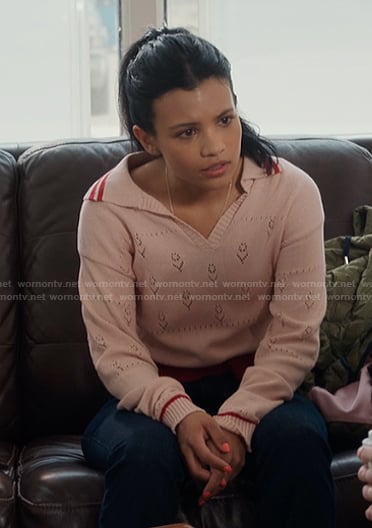 Jackie's pink knit sweater on My Life with the Walter Boys