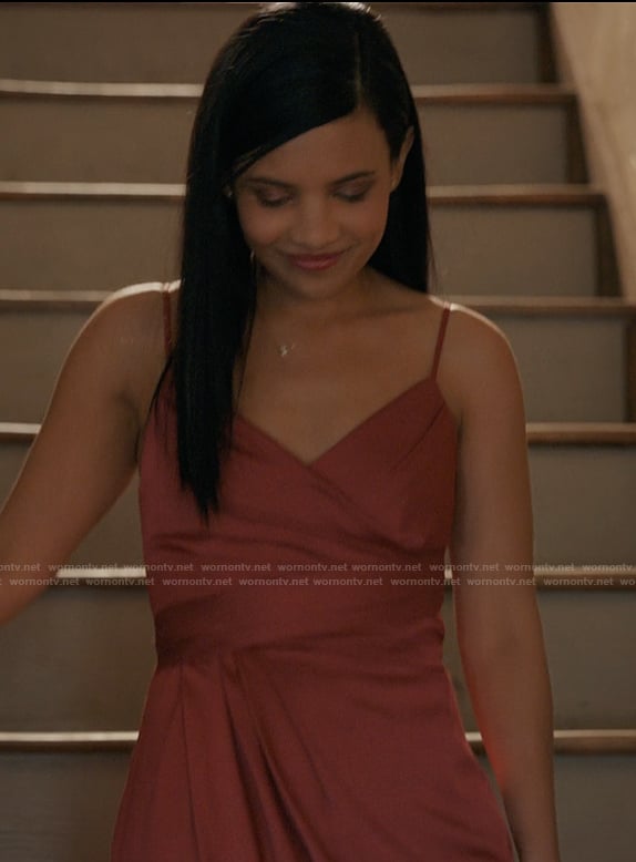 Jackie's satin wrap dress on My Life with the Walter Boys