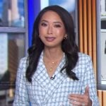 Jaclyn Lee’s blue tweed blazer and mini skirt on Good Morning America