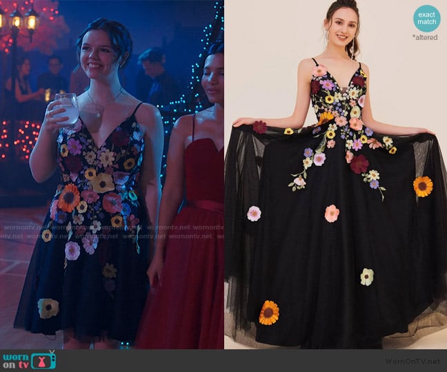 J'Adore Floral Appliqued Bodice Prom Gown worn by Grace (Ellie O’Brien) on My Life with the Walter Boys