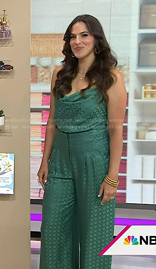 Janelle Lam’s green geometric print cami and pants on Today