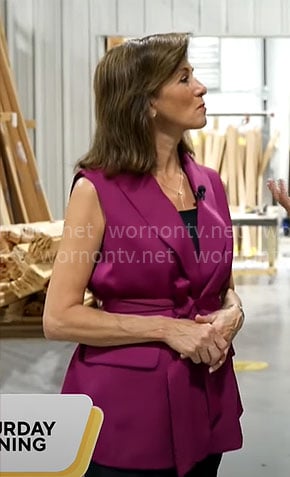 Janet's pink belted vest on CBS Mornings