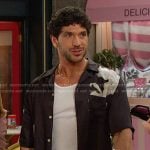 Javi’s black floral short sleeve shirt on Days of our Lives