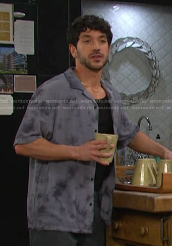 Javi's blue tie dye shirt on Days of our Lives