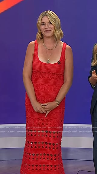Jenna's red crochet knit dress on Today