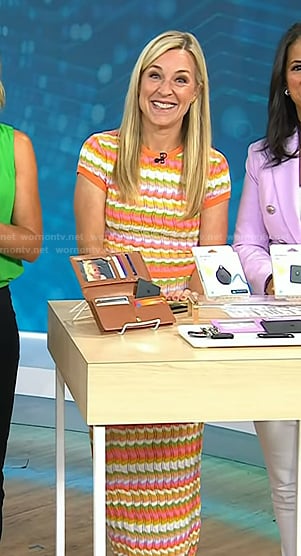Jennifer Jolly's multicolor knit top and skirt set on Today