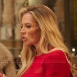 Jennifer’s red sheer panel dress on The Real Housewives of Orange County