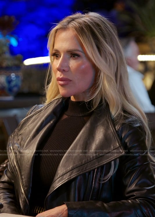 Jennifer's black leather jacket on The Real Housewives of Orange County