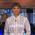 Jericka’s stripe shirtdress on CBS Evening News