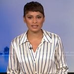 Jericka’s stripe shirtdress on CBS Evening News