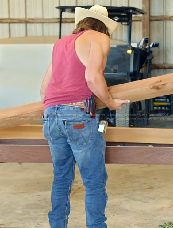 Jesse’s denim jeans on The McBee Dynasty Real American Cowboys