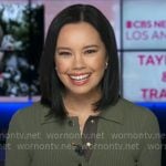 Jo Ling Kent’s green rib knit dress on CBS Mornings