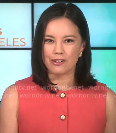 Jo Ling Kent's orange button-front top on CBS Mornings