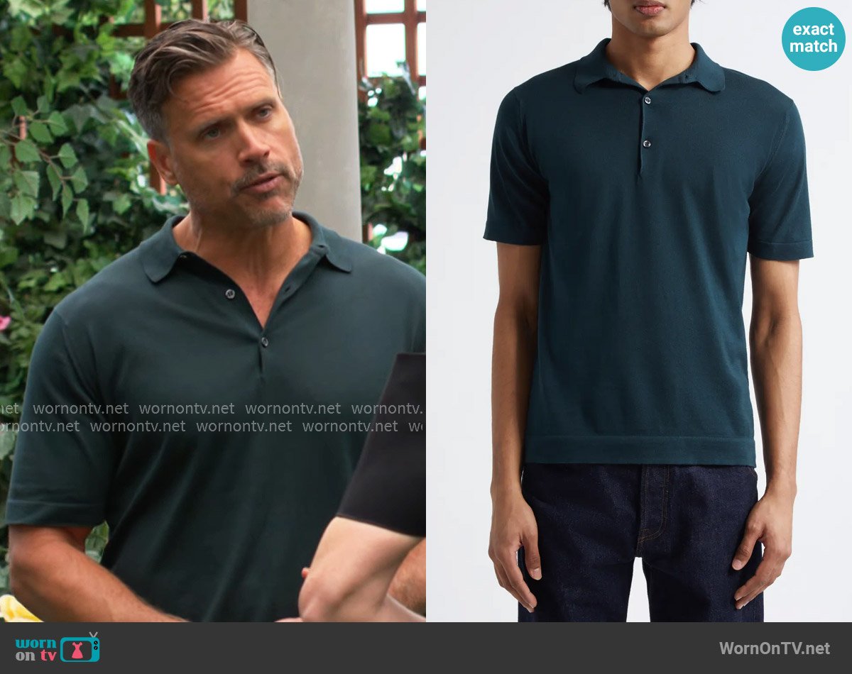 Nick’s green polo shirt on The Young and the Restless