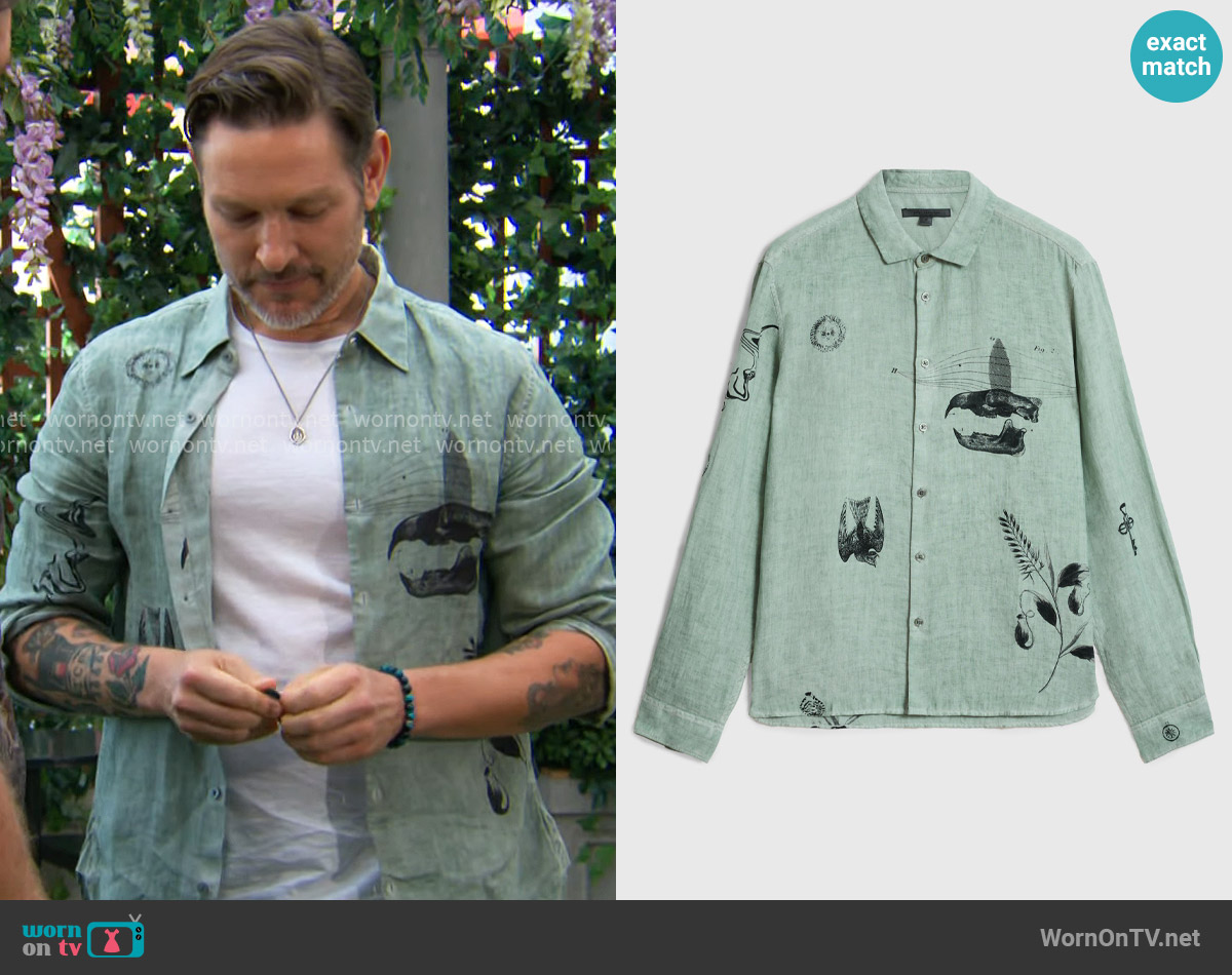 John Varvatos Luca Shirt worn by Daniel Romalotti (Michael Graziadei) on The Young and the Restless