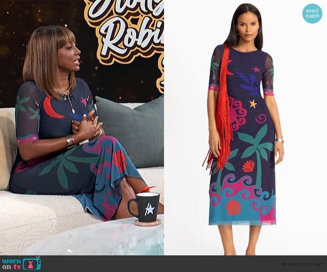 Johnny Was Astrid Mesh Midi Dress worn by Holly Robinson Peete on Access Hollywood