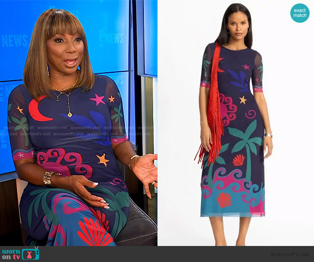 Johnny Was Astrid Mesh Midi Dress worn by Holly Robinson Peete on E! News