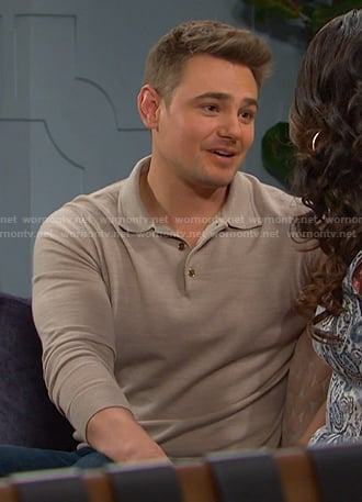Johnny’s beige long sleeve polo on Days of our Lives