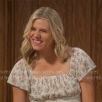 Josie’s floral square-neckline top on Leanne