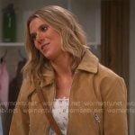 Josie’s floral top, suede jacket and jeans on Leanne