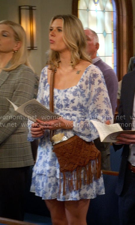 Josie's blue floral dress on Leanne