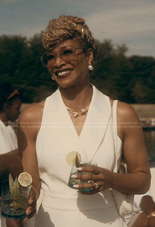 Judge Bradley’s white sleeveless jumpsuit on The Chi