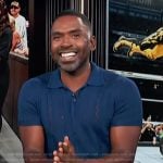 Justin’s blue knit polo on E! News