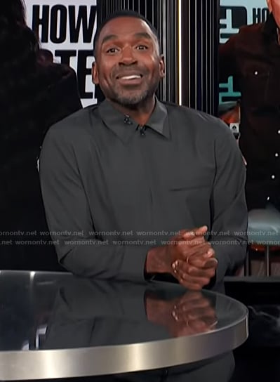 Justin's black shirt on E! News