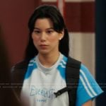 Kiley’s blue Everlast cropped tee on My Life with the Walter Boys