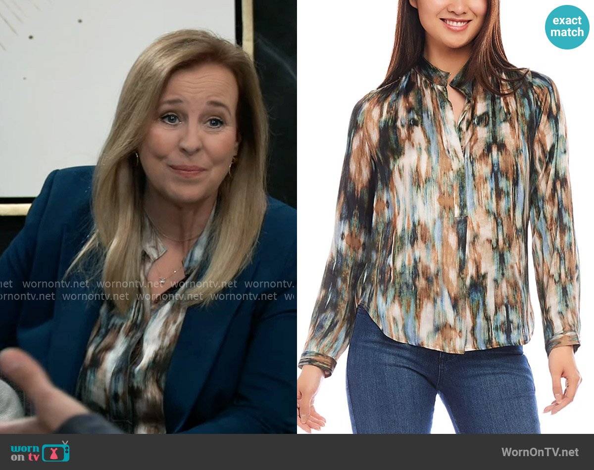 Karen Kane Printed Top worn by Laura Collins (Genie Francis) on General Hospital