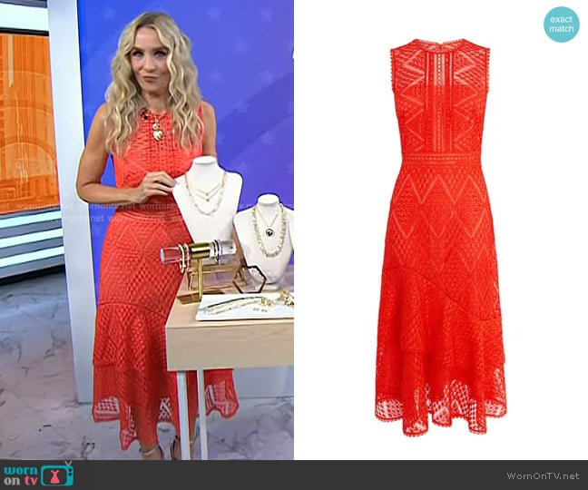 Karen Millen Chevron Lace Midi Dress worn by Chassie Post on Today
